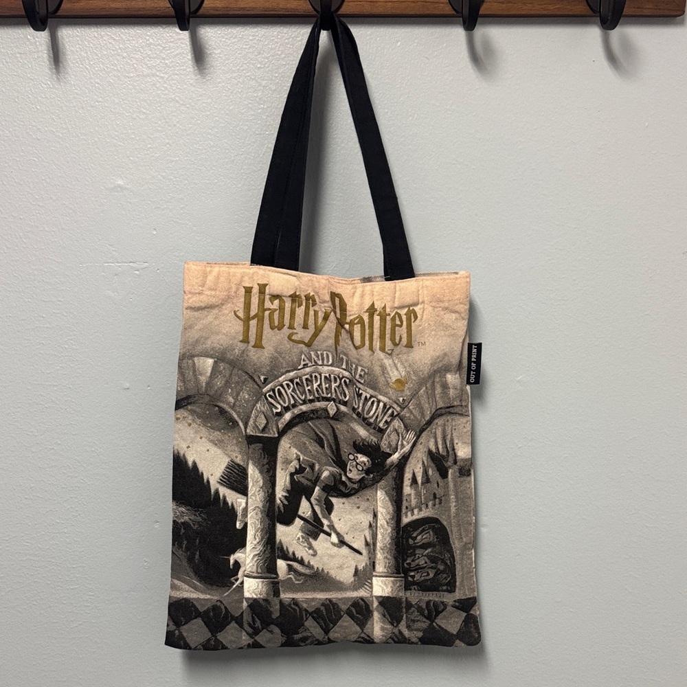 Out of Print Beige and Black Tote Bag